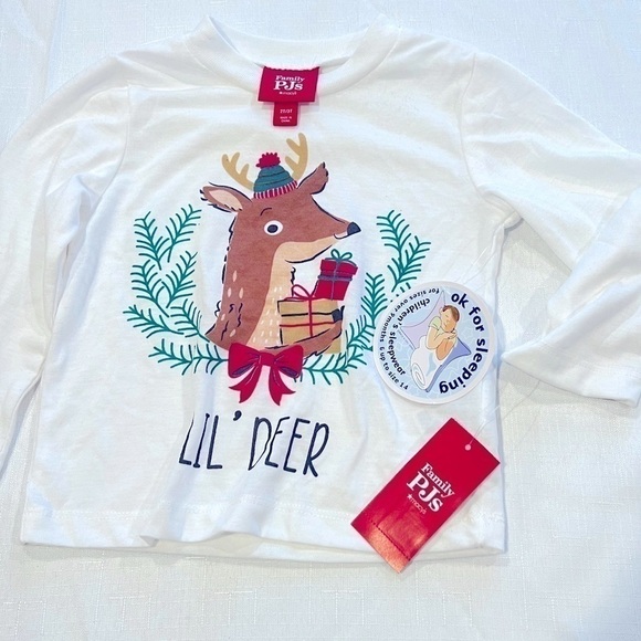 NWT FAMILY PAJAMAS Kid's Lil Deer Mix It Family Pajama top, shirt 1 pc 2T-3T - Picture 3 of 5